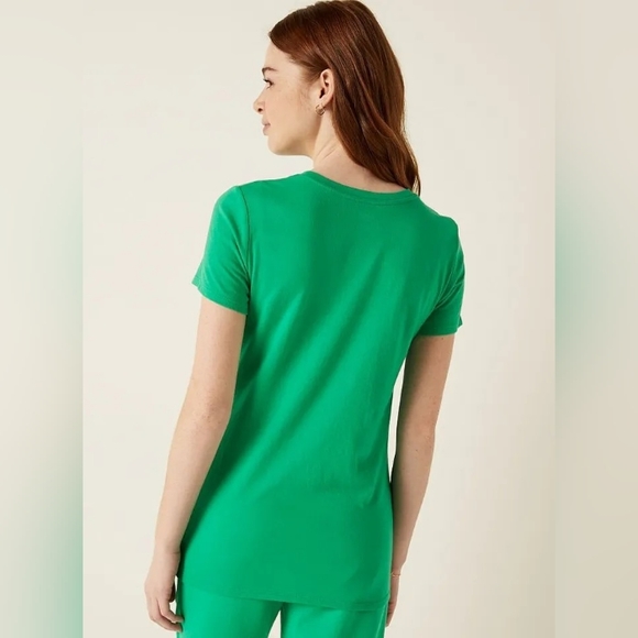 VS PINK Electric Green White Logo Knit Short Sleeve Perfect Everyday Tee XXL NEW - Picture 5 of 12